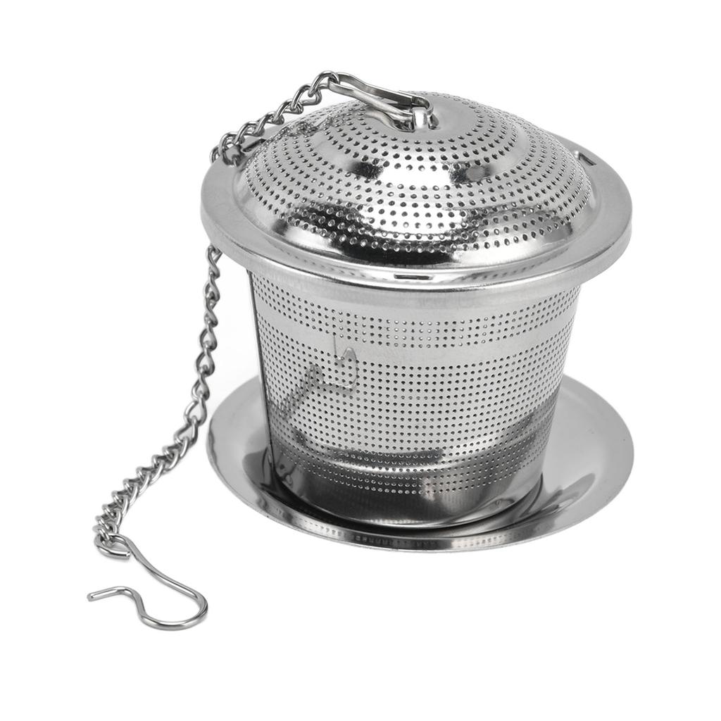 Tea Strainer Barrel Shaped Stainless Steel Loose Tea Steeper Tea Infuser with Saucer for Loose Leaf