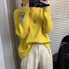 Pullover Sweater Autumn And Winter 2022 Vertical High Neck Sweater Women Loose Slouchy Pullover Solid Knitted Sweater Pullover