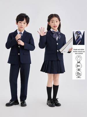 British Style Flower Girl Dress & Kindergarten Uniform Set for Spring & Autumn