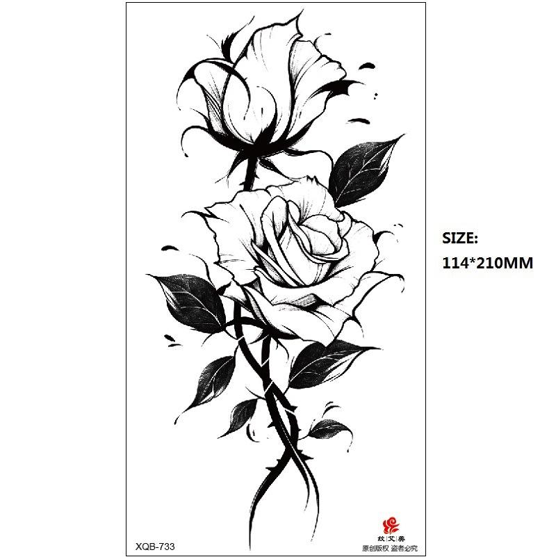 Emmy Black Series Butterfly Rose Flower Tattoo Sticker Set Water Transfer Paper