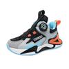 Autumn new boys' sports shoes lightweight, non-slip and wear-resistant leather surface soft sole rotating buckle boys' basketball shoes tide