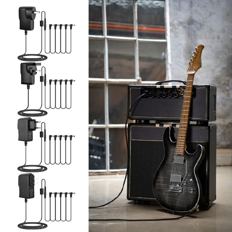 9VDC1A Tip Negative 5 Way Daisys Chain Cables Guitar Effect Pedal Power Adapter