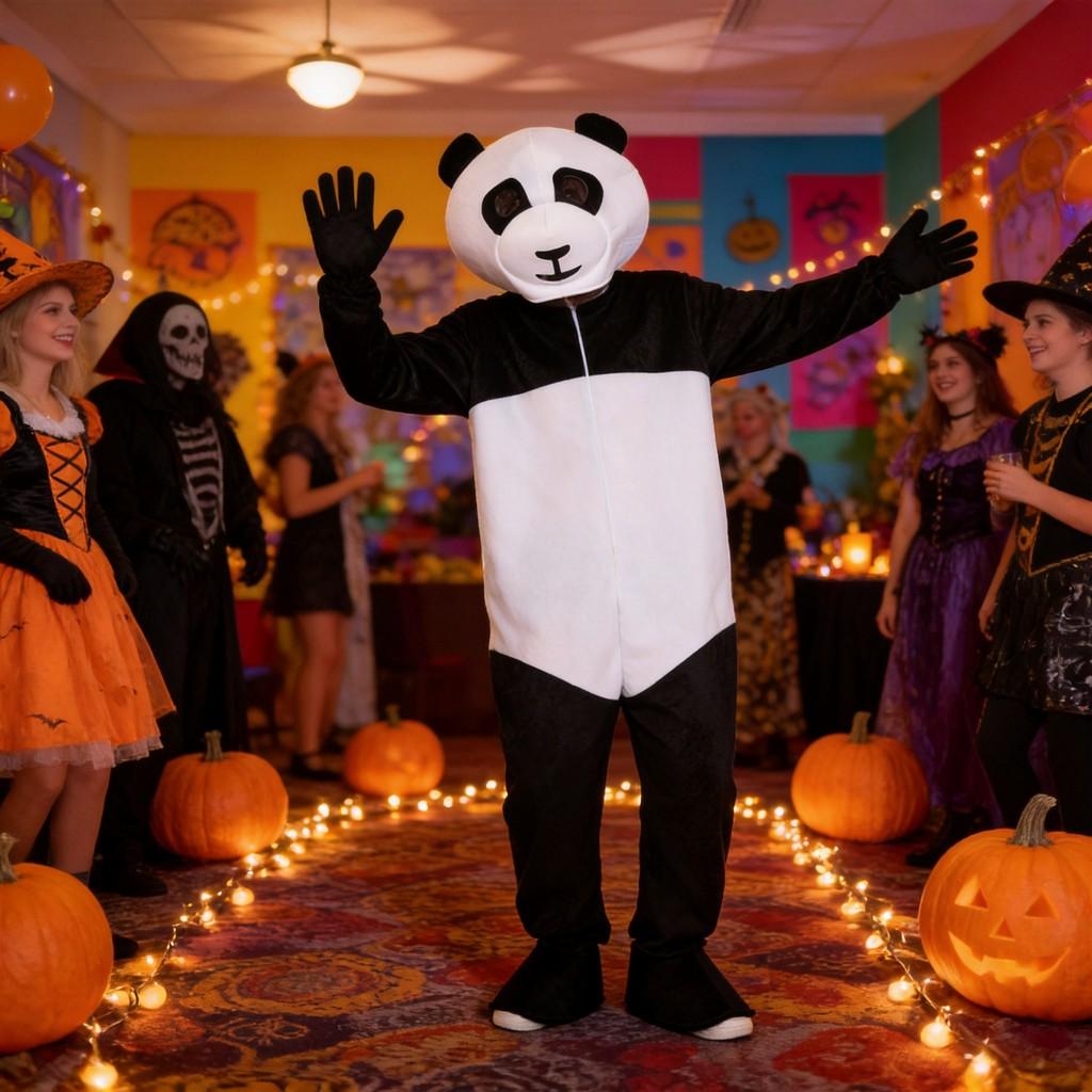 Panda Kostým Pro Dospělé Na Halloween Z Polyesterového Materiálu Perfektní Pro Cosplay A Večírky