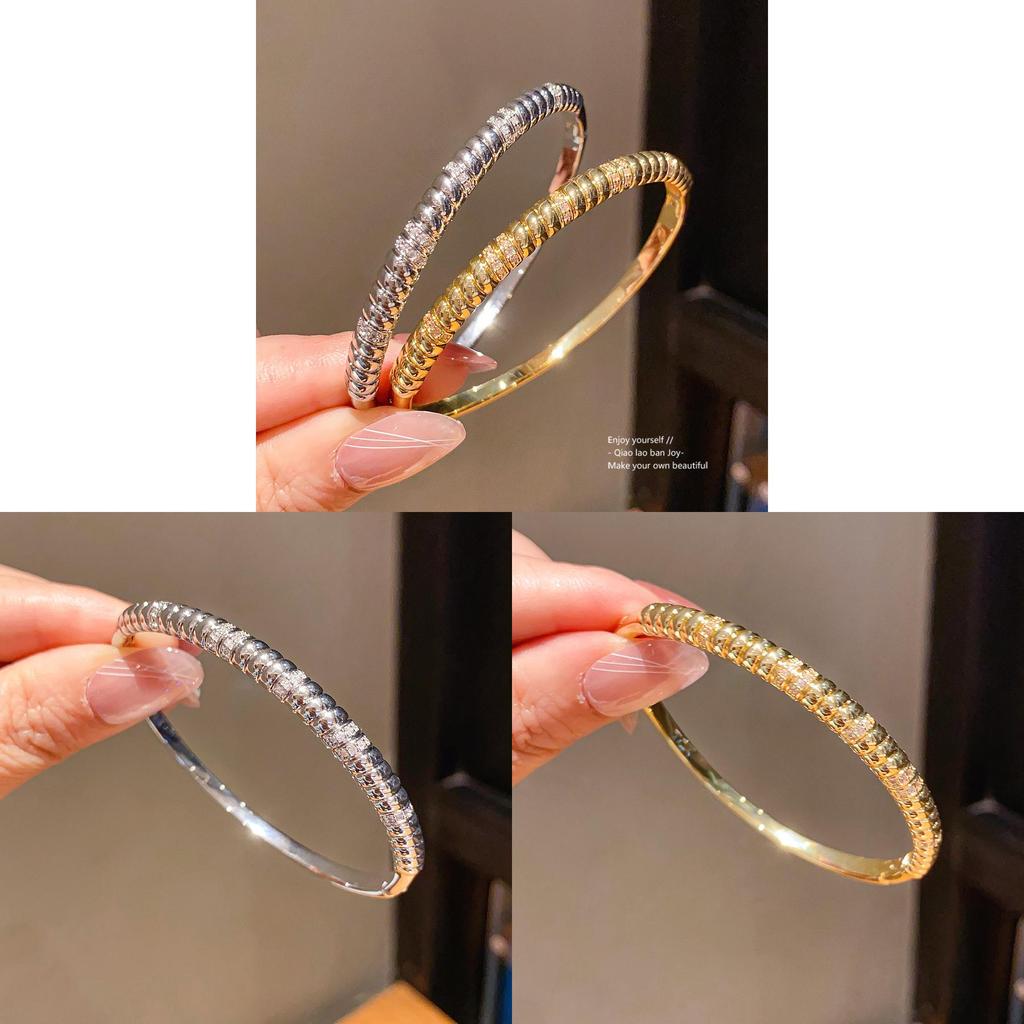 Modern Copper Bangle With 18k Gold Plating And Geometric Design For Women