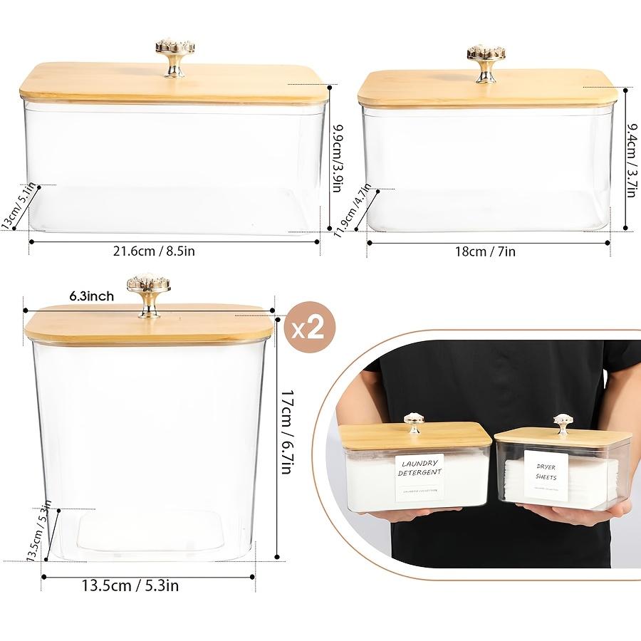 3/4er Pack Aufbewahrungsbehälter zur Organisation der Waschküche, Kunststoff Klar Behälter für Waschmittelkapseln Trocknertuchhalter Gläser mit Deckeln