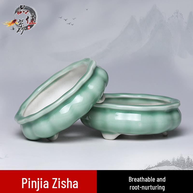 

Zisha Succulent Flower Pot Ceramic Incense Burner – Glazed, Creative Desktop Bonsai Planter, Handmade, for Office Decor. 10cm*4cm как