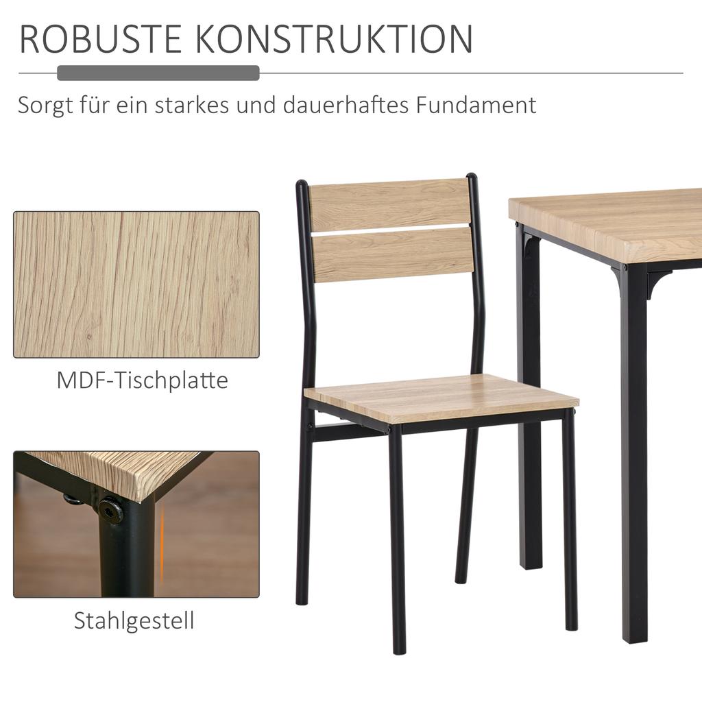 Three-Piece Minimal and Compact Dining Set, Light Wood Grain