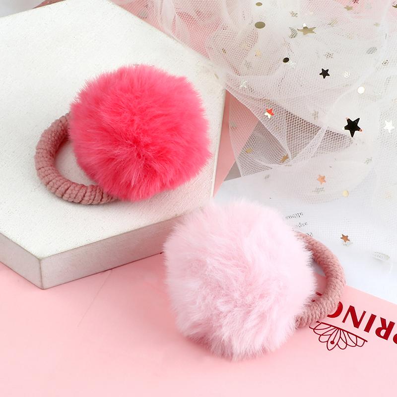 2 Pièces Chouchous à Pompons Mignons Élastiques à Cheveux Pour Enfants Filles Coiffure Élastique Porte-Queue de Cheval Scrunchie Accessoires Cheveux