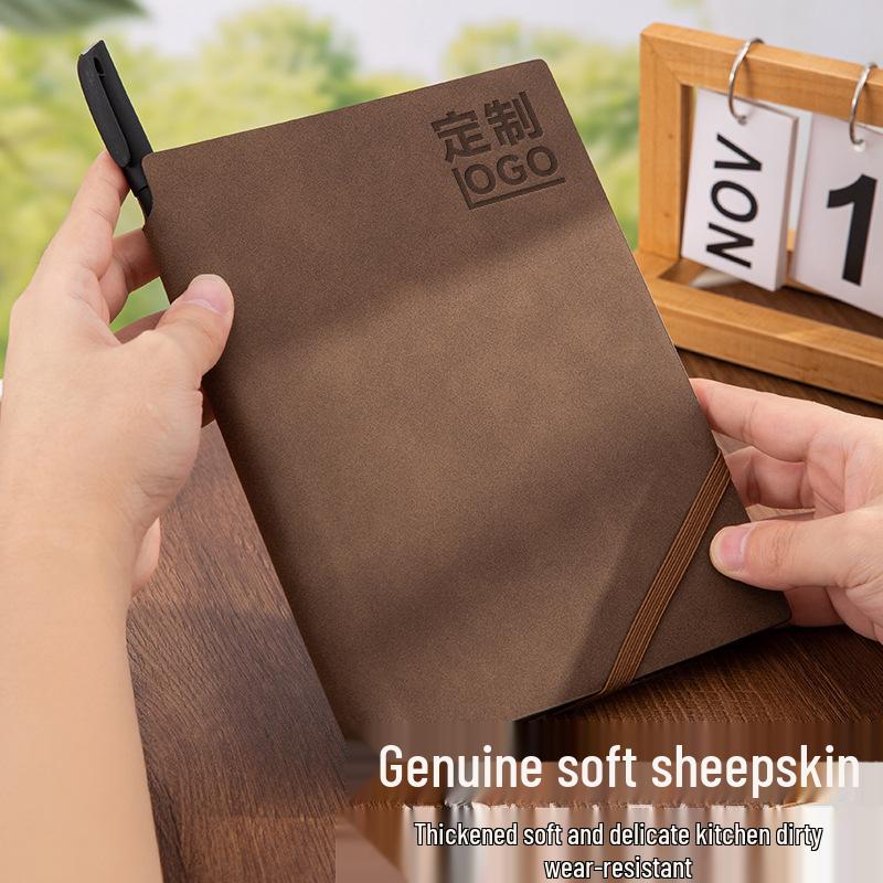 A5 Retro Tie-Up Sheepskin Leather Notebook: Soft Leather Journal for Office and Meetings