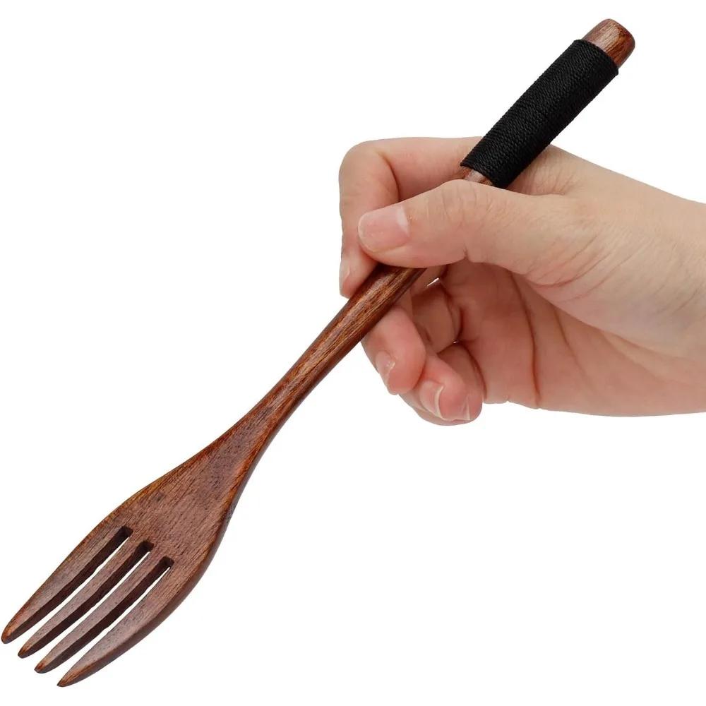 2025 Wooden Fork Bamboo Kitchen Cooking Utensil Tool Tableware Dessert Salad Fork Household Gift Japanese Dinner Flatware New