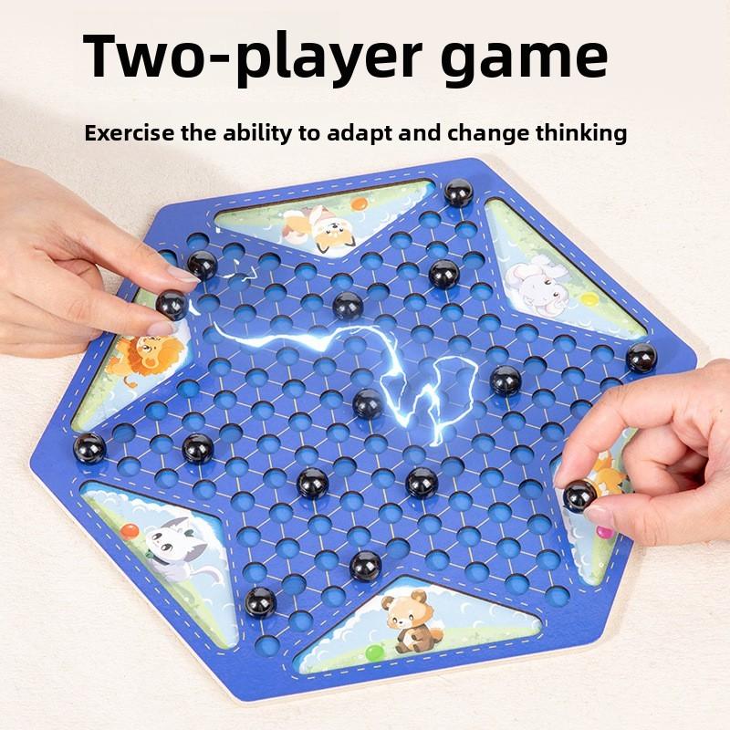 Wooden Childrens Magnetic Puzzle Board Game With Twoinone Checkers For Kids Playroom