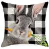 Easter Bunny Printed Linen Pillow Cover Spring Black and White Plaid Pillow Cover