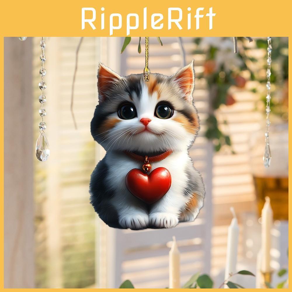 Acrylic Heart Cat Car Decoration Keychain Fun Style Vehicle Interior Pendant