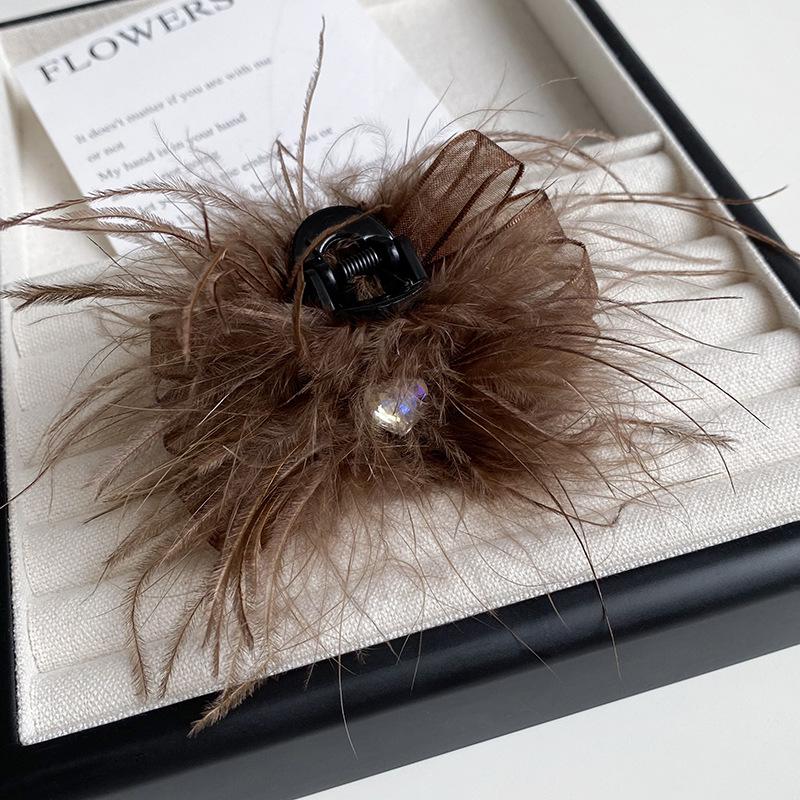 Autumn & Winter 7cm Rhinestone Feather Shark Hair Clip - Pure Desire Style Hairpin