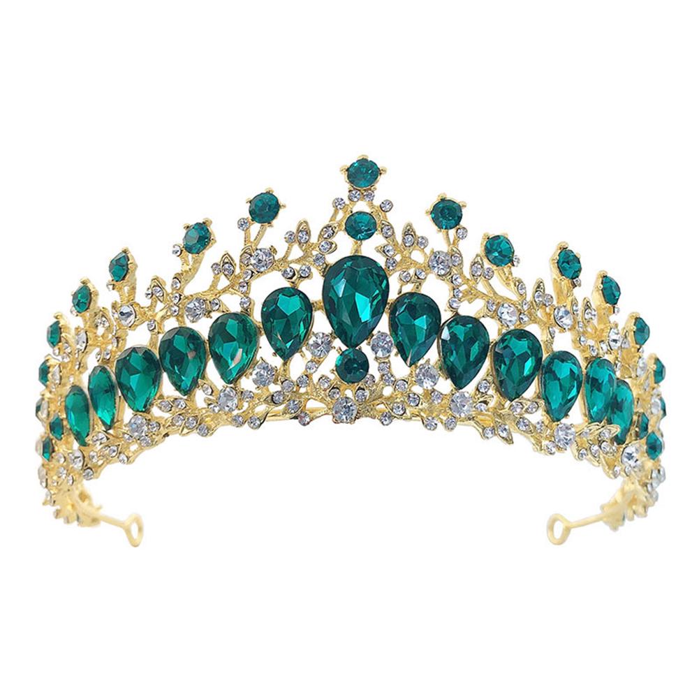 

Свадебный аксессуар-корона Тиара, со стразами. Цинковый сплав+Горный Хрусталь+искусственный кристалл зелёный