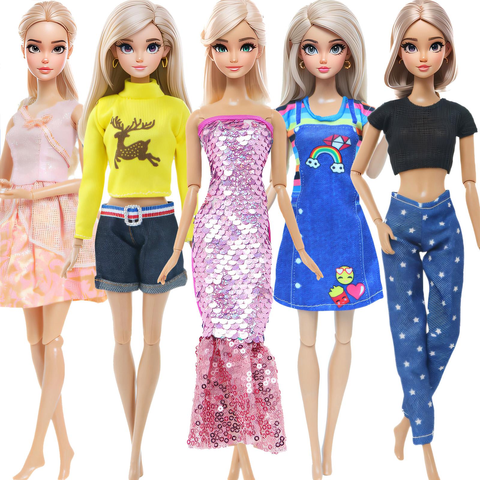 

5 комплектов кукольной одежды, повседневные модные наряды, вечерние мини-платья, юбки, рубашки для 1/6 куклы 11,5 дюймов, прекрасный подарочный набор для девочки, игрушка(НЕТ КУКЛ)