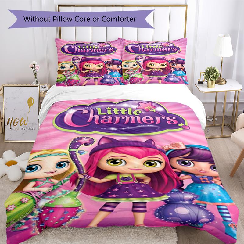 3pcs Little Charmers Bedding Set Duvet Cover Closure Includes 1 Duvet Cover & 2 Pillowcases, Soft and Comfortable for All Seasons.