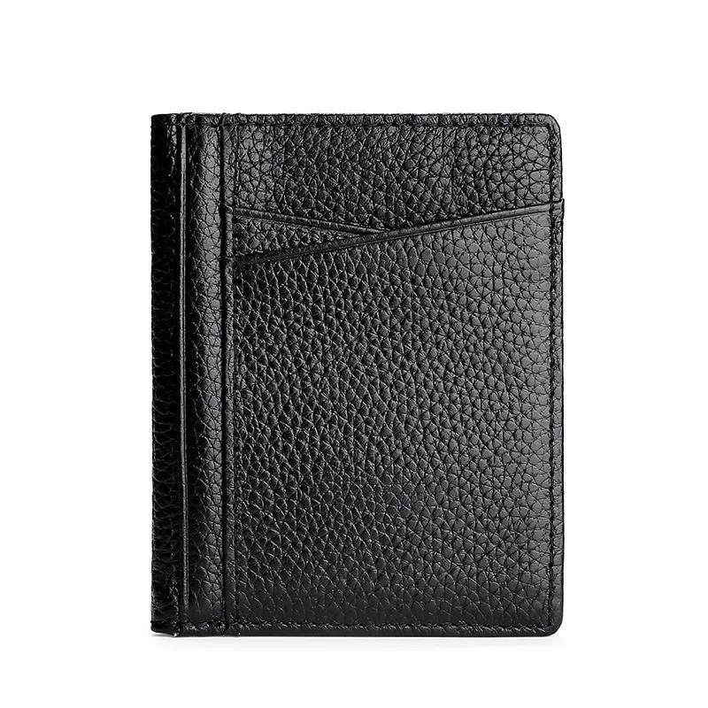 

Genuine Leather Card Wallet Super Slim Credit Card Holder Men Wallet Thin Small Soft Leather чорний