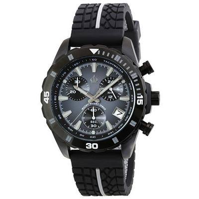 MARSHAL Herren MRZ019-PBGY (Sonnenflamme) Runde Uhr Schwarz Edelstahl Mehrzeiger Analog