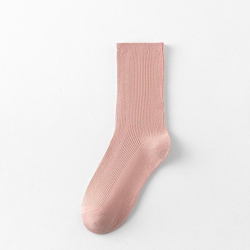 

2025 Grey Women s Knee-High Cotton Socks - Japanese Style, Vertical Stripes, Slimming Scrunch Design, Early Autumn Collection. One Size Fits All