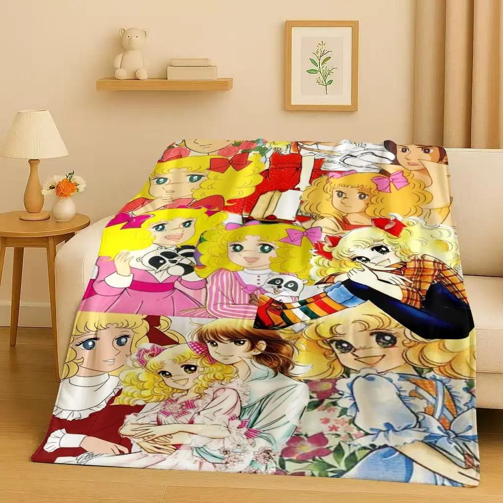 Coperta in Flanella Classica Cartoon Caramelle Dolce Ragazza, Coperta Morbida Calda in Peluche per Casa Camera da Letto Letto Divano Ufficio Bambino