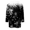 3/4-Ärmel-Shirts für Damen, weihnachtlich bedruckte Grafik-T-Shirts, Blusen, lässig, Übergröße, Basic-Oberteile mit Knopfleiste, Pullover