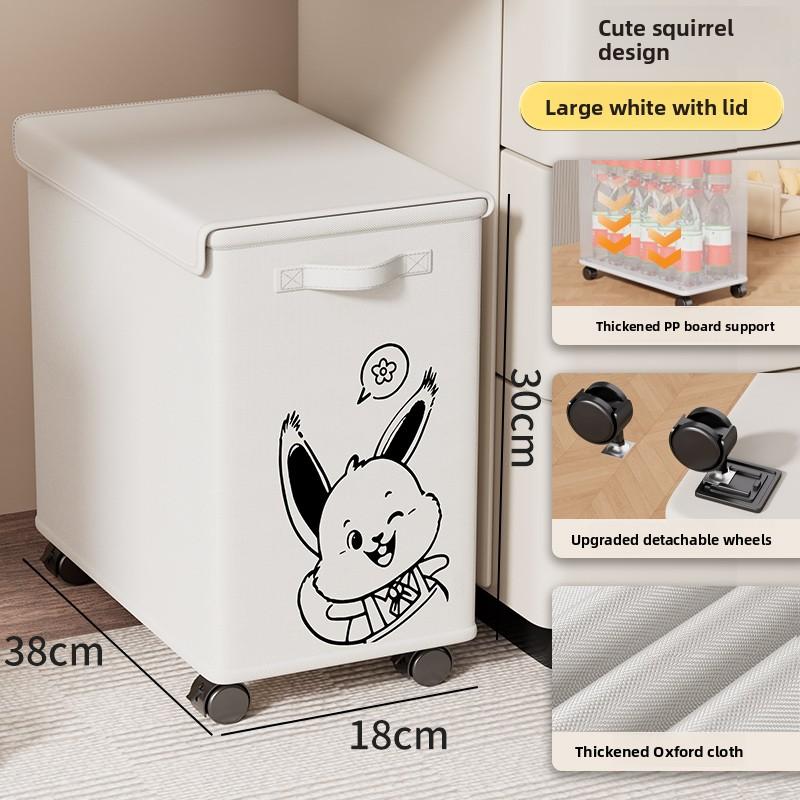 1pc Movable Storage Basket Oxford Cloth Laundry Basket With Pulleys Large Capacity Foldable Office Storage Rack Snacks Trolley