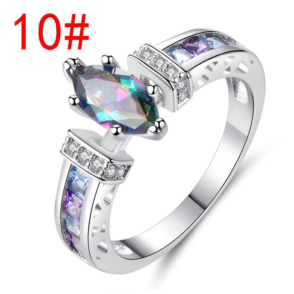 Colorful Marquise Zircon Ring: Women's Simple Fashion Versatile Jewelry