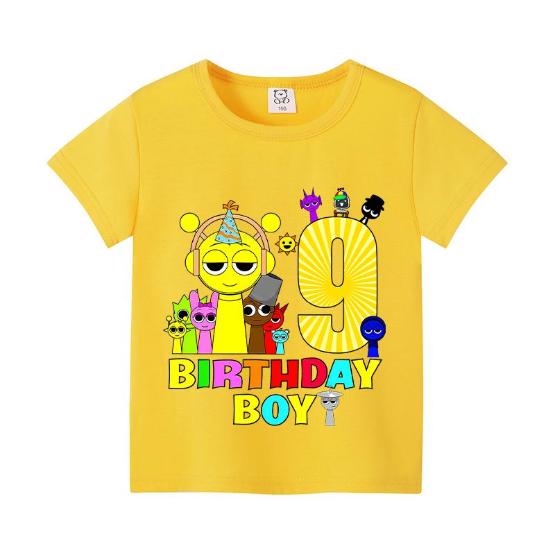 Sprunki Incredibox Birthday T-Shirt Short Sleeve Toddler Number Black T-Shirts Summer Casual Kids Tops Cute Cartoon Baby Clothes