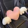 JINSERTA Heart-Shaped Car Headrest Plush Love Neck Pillow Seat Back Pillow Lumbar Support Cushion Universal Car