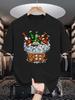 Unisex Red Tee Ice Cold Beer Bottles Retro Letter Food Graphic Print Crew Neck Short Sleeve Summer Casual Male Cotton Street Top