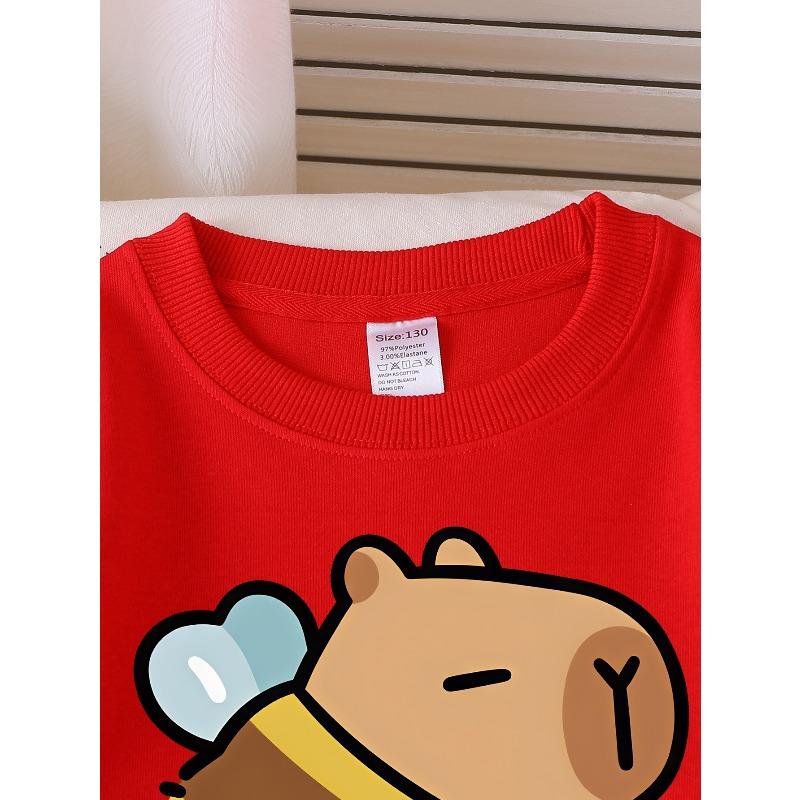 Kids Sweatshirt,Crew Neck Fashion Top, Fun"Cute Bee Pig Character " Patterned Sweatshirt, for Everyday Casual Wear, for All Kinds of Daily Outfits
