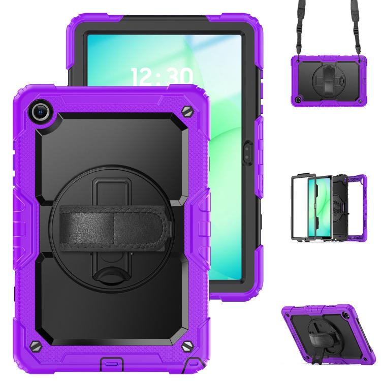 Silikon-Hybrid-PC-Tablet-Hülle mit Schultergurt für Samsung Galaxy Tab A11+ / A9+, Ständer Erhöhte Kamera Kratzfeste Schutzhülle