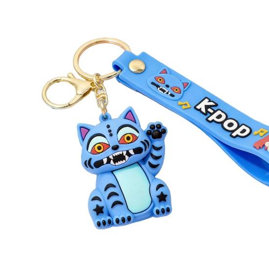 Keychain Pendant Cartoon Anime Design with Metal Lobster Silicone Keychain Clasp Wrist Strap Idol Group Keychain