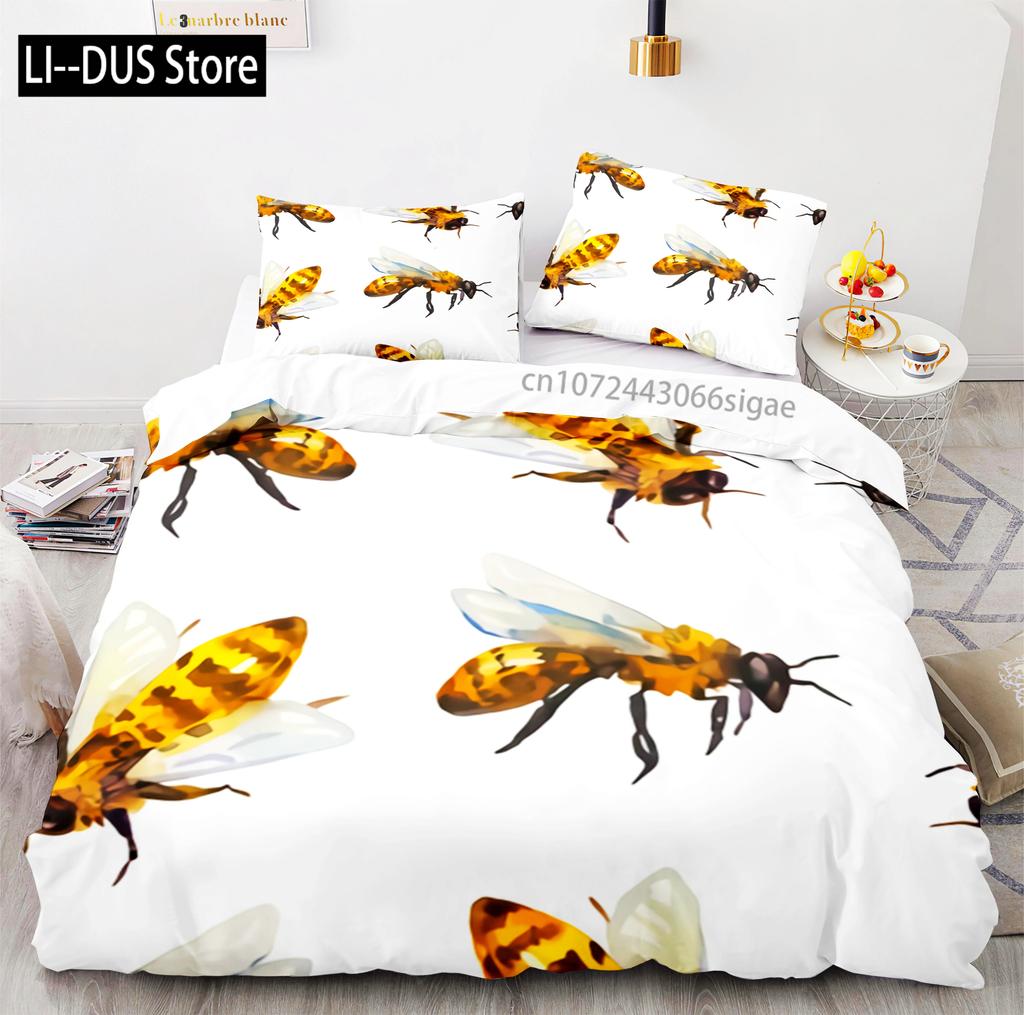 Hardworking Bee Bedding Set Single Twin Full Queen King Size Bee Bed Set Aldult Kid Bedroom Duvetcover Sets with Pillowcase