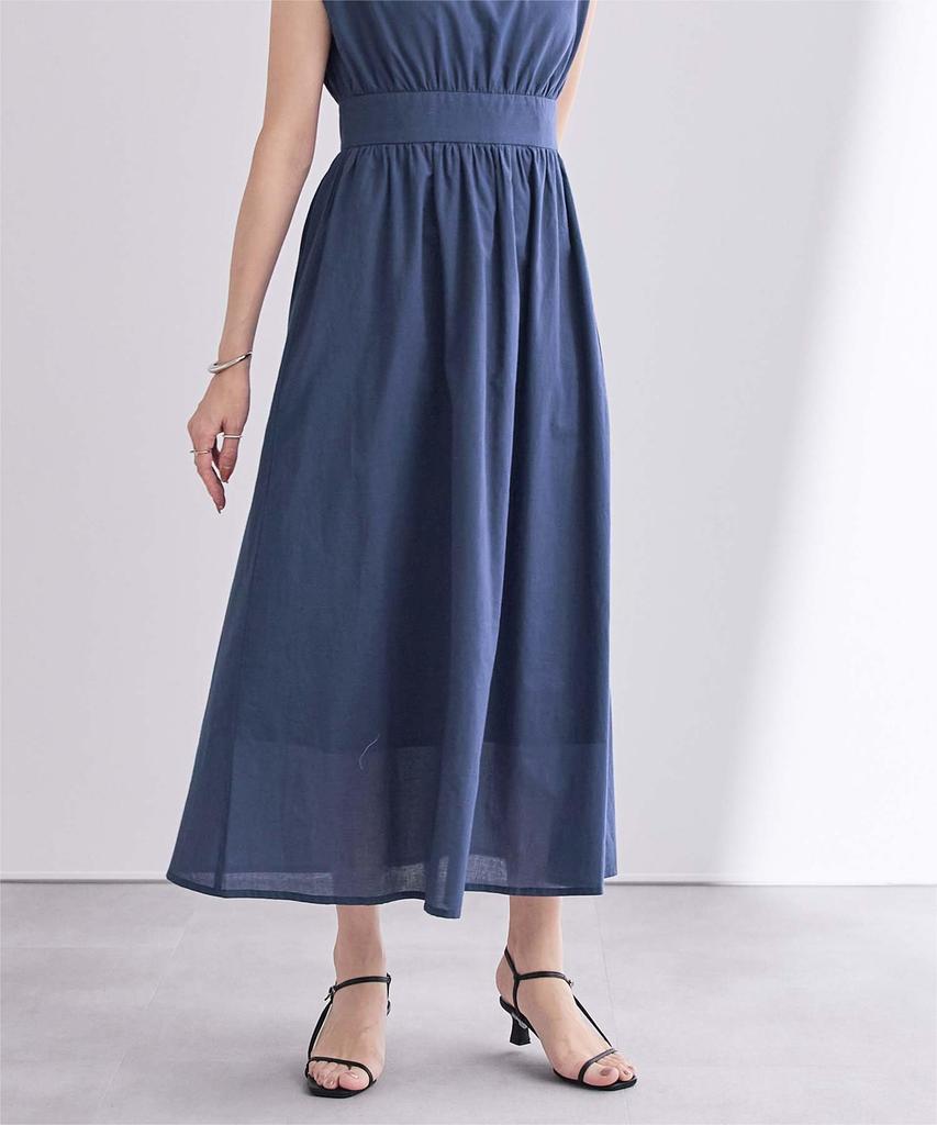 Dein Quadratischer Ausschnitt Französischer Ärmel Kleid BFXU1847 Klein Marineblau Hohe Taille Damen