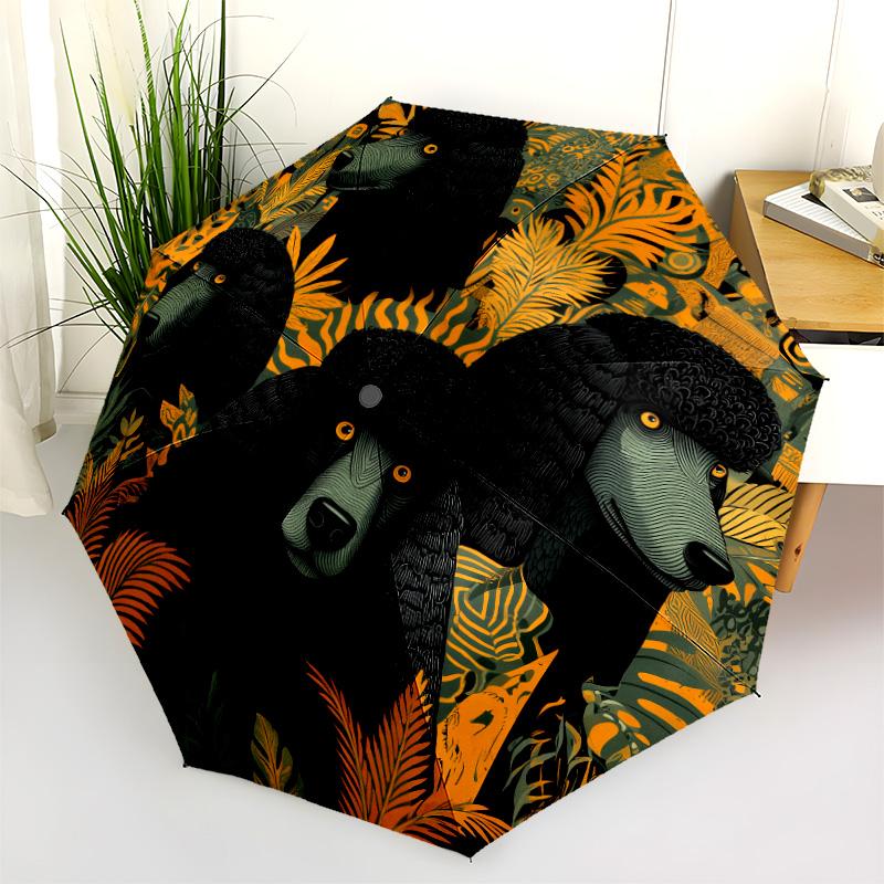 Flower Cats and Dogs  pattern, automatic folding umbrella, portable and foldable design, 8 ribs, a Christmas or birthday gift.