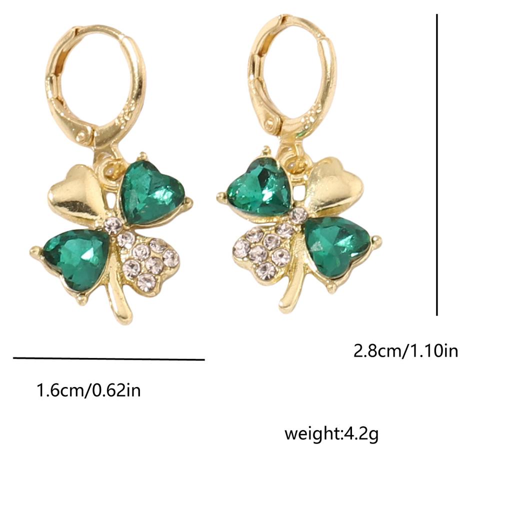 Clover diamond-encrusted trendy, elegant, light luxury, versatile and fashionable earrings for women