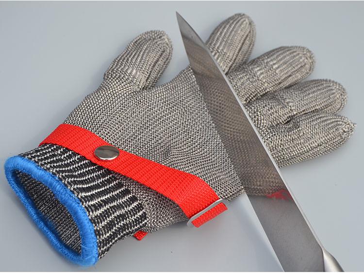 Guante individual de acero inoxidable 316 resistente a cortes de cinco dedos