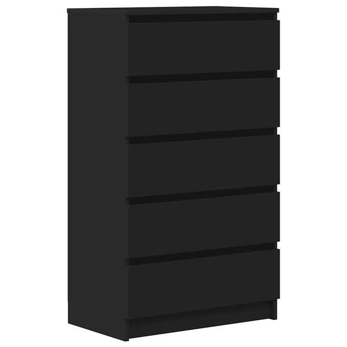 VidaXL Commode, Buffet avec 5 Tiroirs, Armoire de Rangement, Meuble de Salle de Séjour Chambre à Coucher, Moderne, Noir Bois 823017