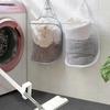 Bathroom Household Foldable Dirty Clothes Basket Laundry Storage Bag Dirty Clothes Towel Mesh Organizer Bag Wall Hanging Basket