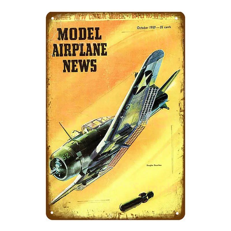 Vintage Airplane Metal Signs Fighter Jet Plane Posters Retro Aircraft Plate Metal Plaque Painting Living Room Home Wall Decor