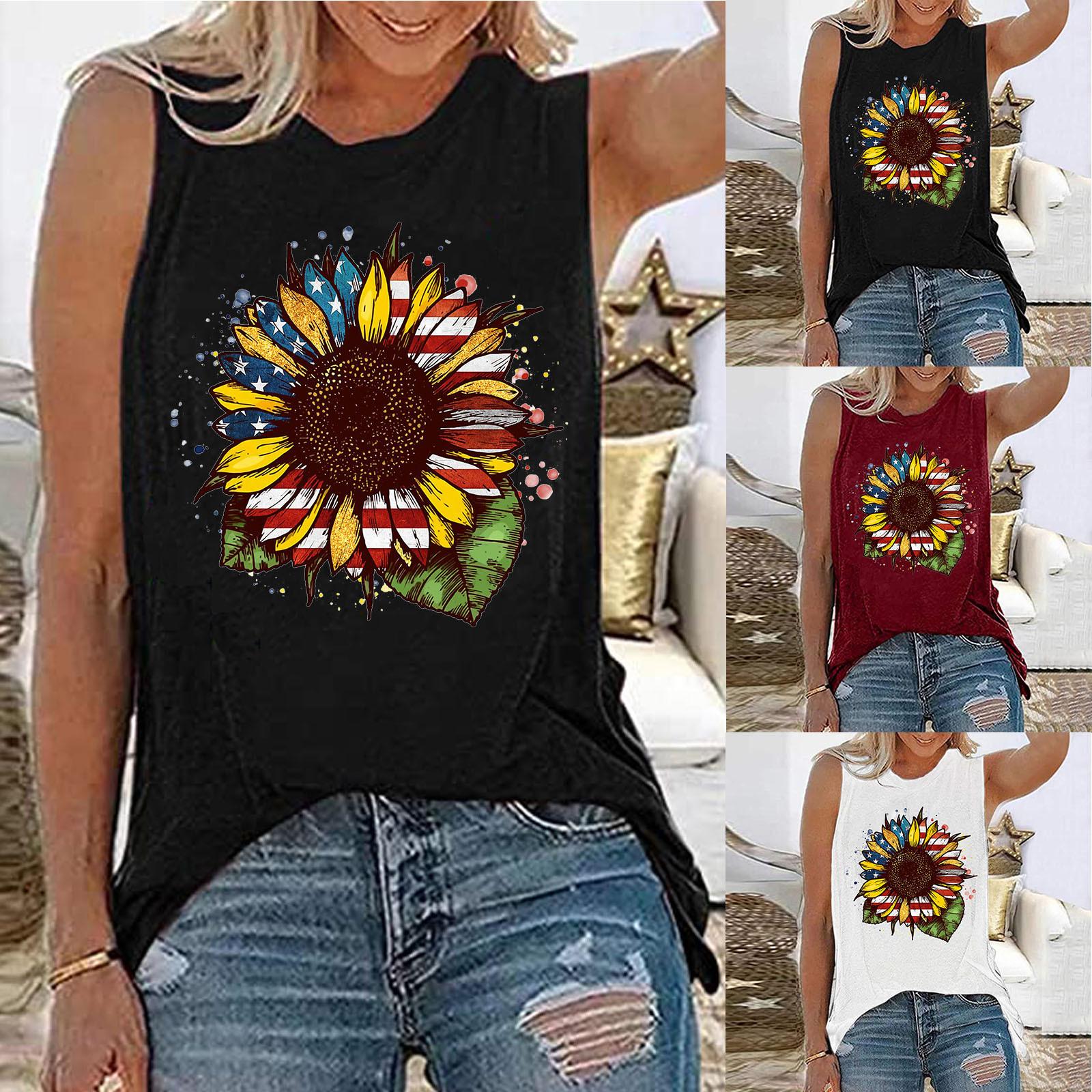 

Women Lady Summer Printing Sleeveless Shirt Casual Tank Tunic Tops Blouse Shirst