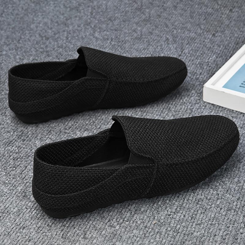 Canvas summer new breathable black cloth shoes lazy driving soft-soled Doudou trendy shoes