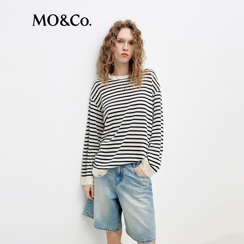 MO&Co. Spring Knitted Pullover with Linen Blend