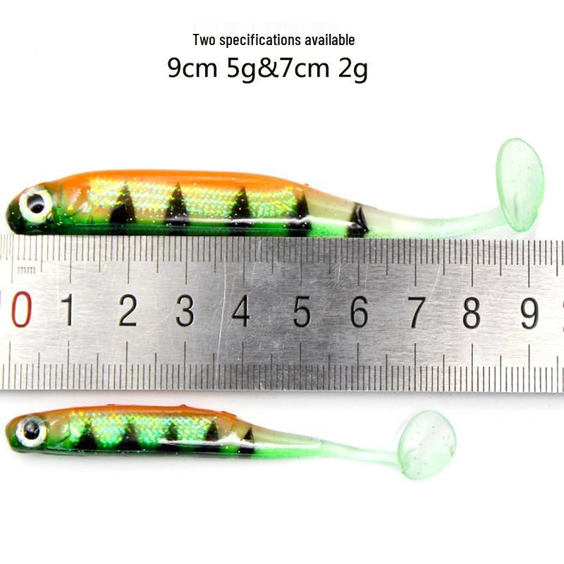 3D Rainbow Fish T-tail Soft Bait: 9cm/5g or 7cm/2g, with High Brightness Reflective Embedded Aluminum Foil.