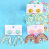 1 Pair Stud Earrings Cute Allergy Free Acrylic Creative Design Rainbow