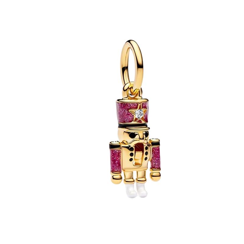 Sparking Gold Plated Charm Beads Dangle Original Snake Fit Copper Bracelet Necklace Beads For Diy Jewelry Women Gift