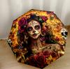 Skulls And Roses Artwork Portable Automatic Umbrella Retractable Design with 8-Rib Durability Durable Plastic & Iron Perfect for Outdoor Adventures