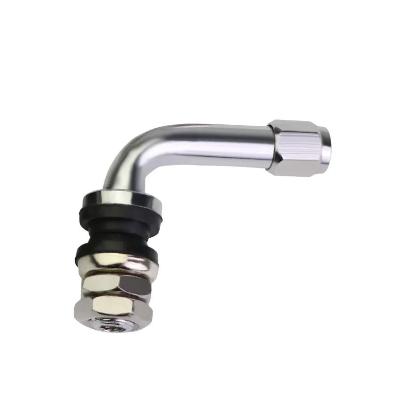 4pc Universal Bolt in Tire Valve Stems Chrome Metal High Pressure Brass Clamp in 45/90 DEGREE ANGLE TR416/48 for Car Vehicle Tire Chucks 1